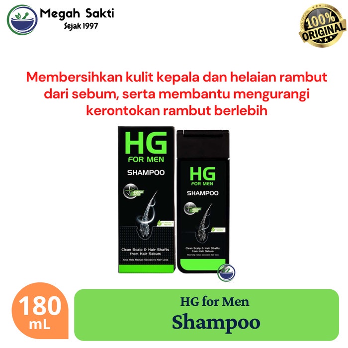 Megah Sakti - HG For Men Shampoo 180 mL - Perawatan Kulit Kepala dan Rambut Rontok
