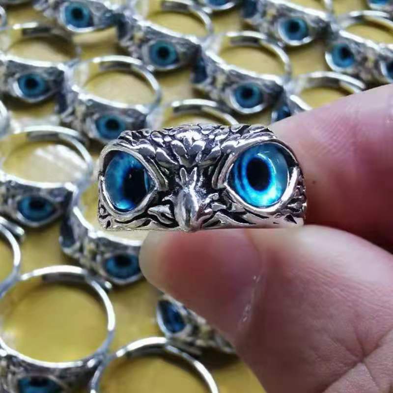 Cincin Desain Burung Hantu Mata Biru | Del Diablo Kacamata Hitam Untuk Pria / Wanita