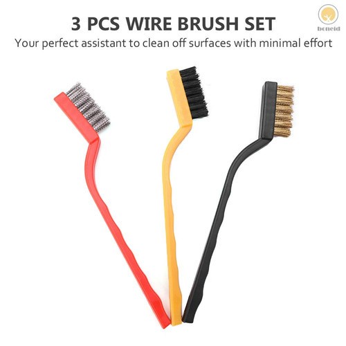 Sikat Kawat Baja Nylon Mini 1 set 3Pc Wire Brush Set Mesin Kompor Besi