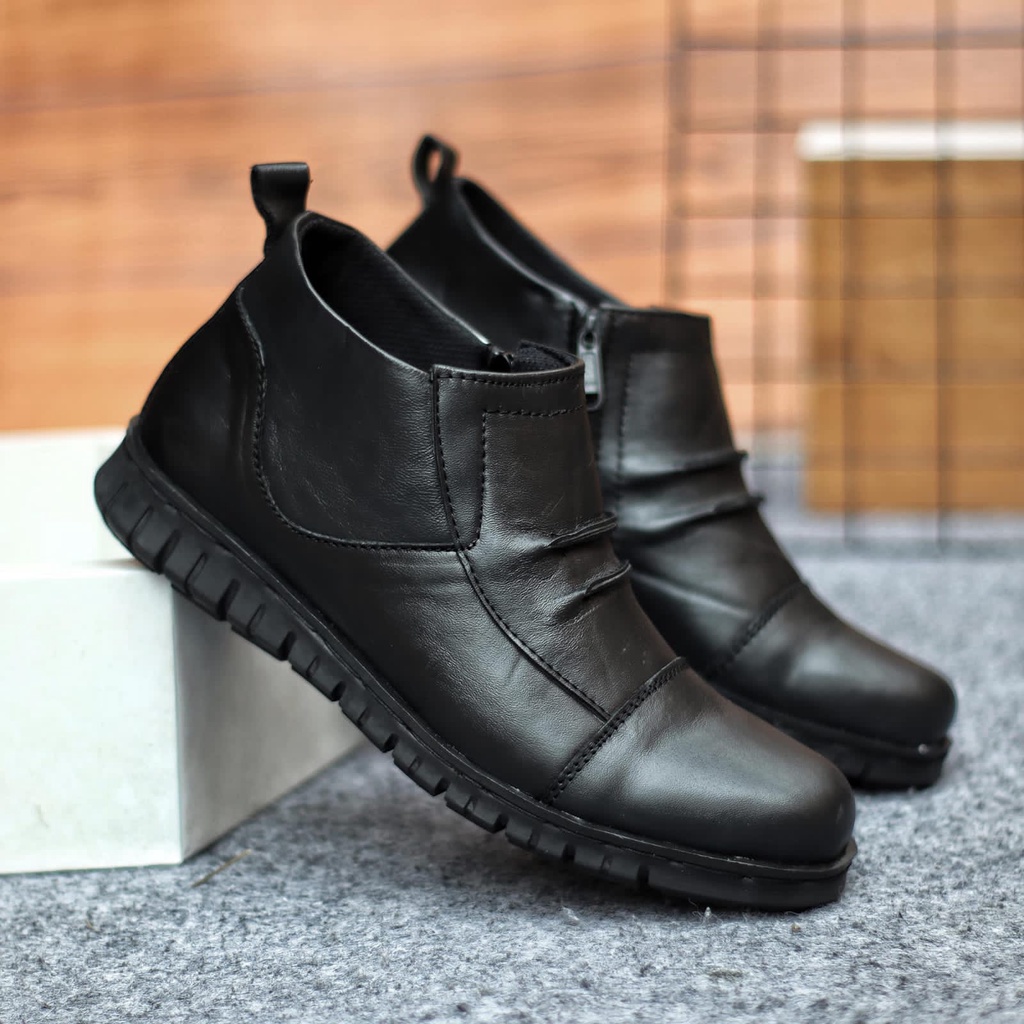 SEPATU KULIT BOOTS PRIA RESLETING