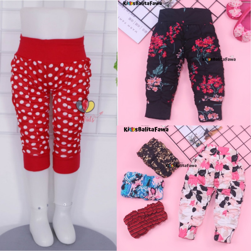 Legging Kerut Motif uk 3-12bln / Celana Anak Celana Anak Perempuan Celana Murah Legging Skinny Pants