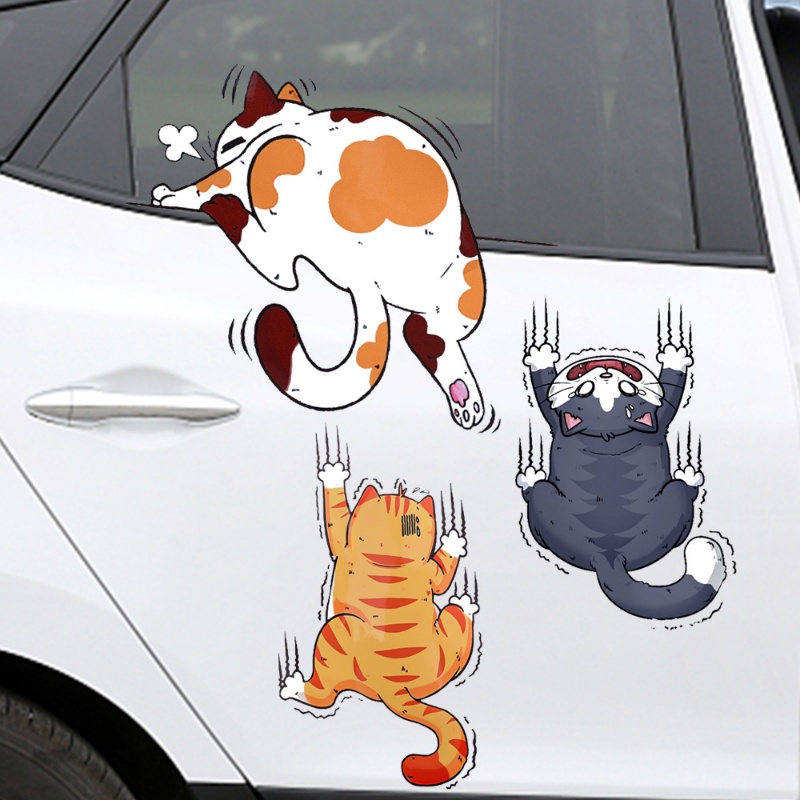 Lucu Kartun Auto Styling Scratch Sticker/Indah Panjat Kucing Decals Mobil Body Jendela Rumah Kulkas Stiker Hias