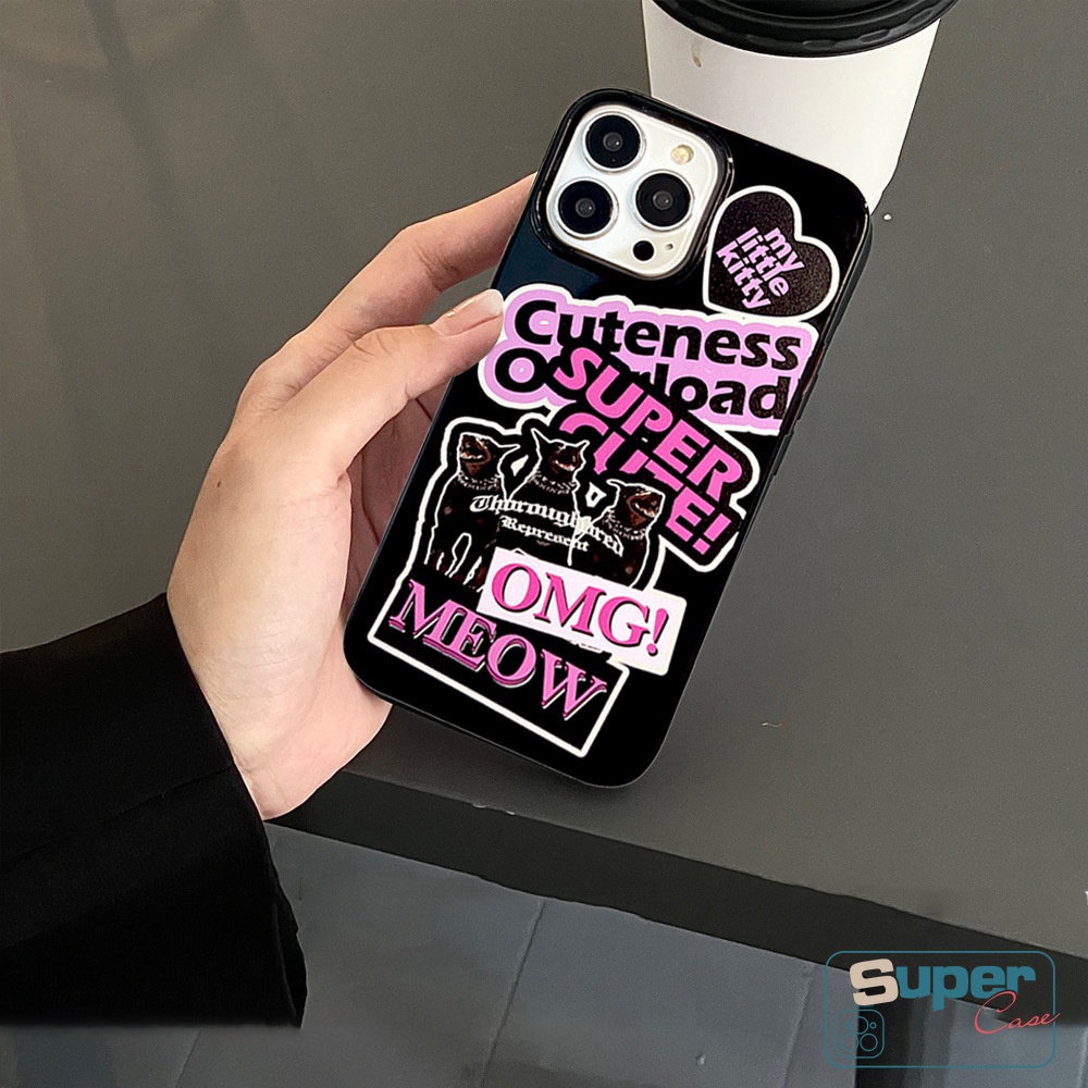 IPHONE Ins Trendy Stiker Label Casing Kompatibel Untuk Iphone11 14 12 13 Pro Max Xr7 8 Plus X XS Max SE 2020 Lembut TPU Silicon Glossy Halus Phone Case Cover