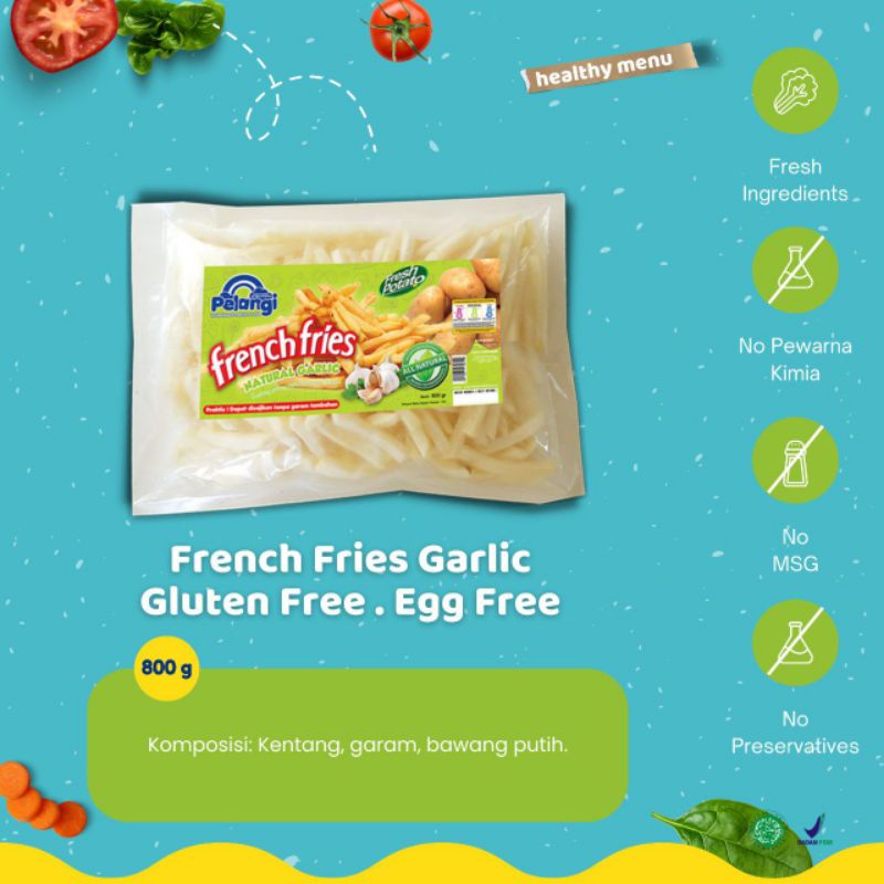 

French frise garlic/ kentang aroma garlic/ non msg / non pengawet/ pelangi anak sehat