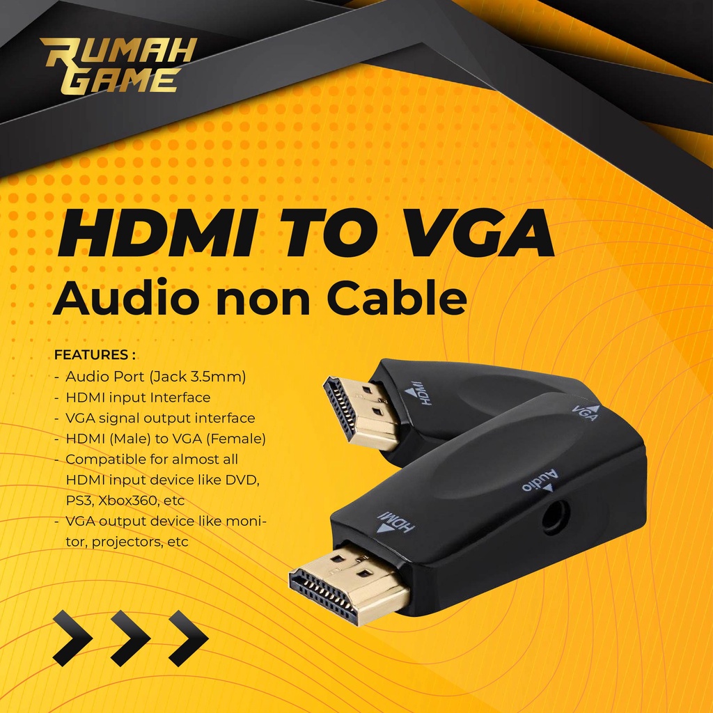 Konektor HDMI To VGA with Audio/Laptop To Layar Proyektor TV