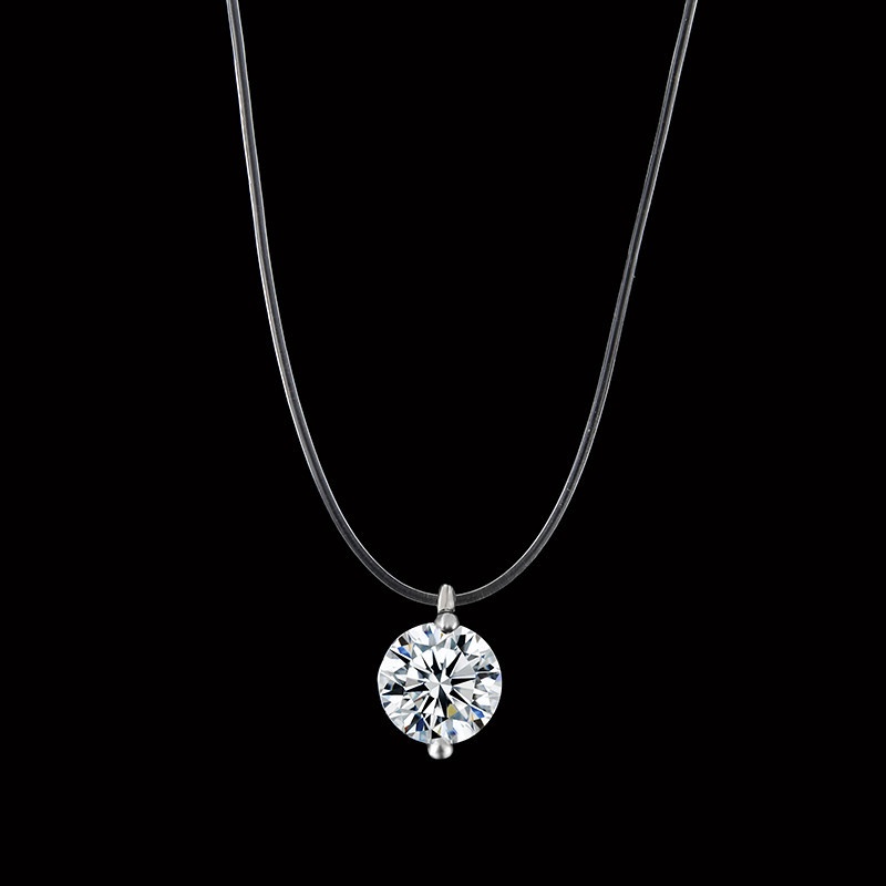 Simple Mermaid Zircon Transparan Invisible Fishline Clavicle Chain 8MM/6MM