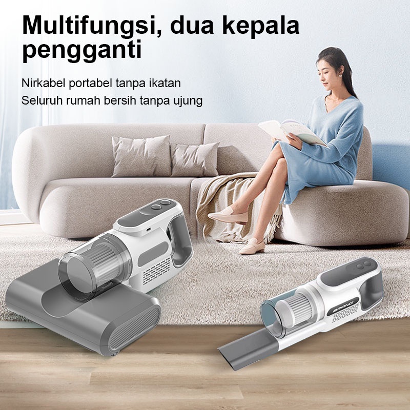 AmazeFan  2in1 vacum cleaner anti dust mite remover vakum cleaner kasur 2in1 debu dan tungau portabel 16000Pa penyedot debu cordless vacum cleaner mobil UV wireless dust mite sterilization pembasmi tungau penyedot debu tanpa kabel USB rechargeable (+HEPA)