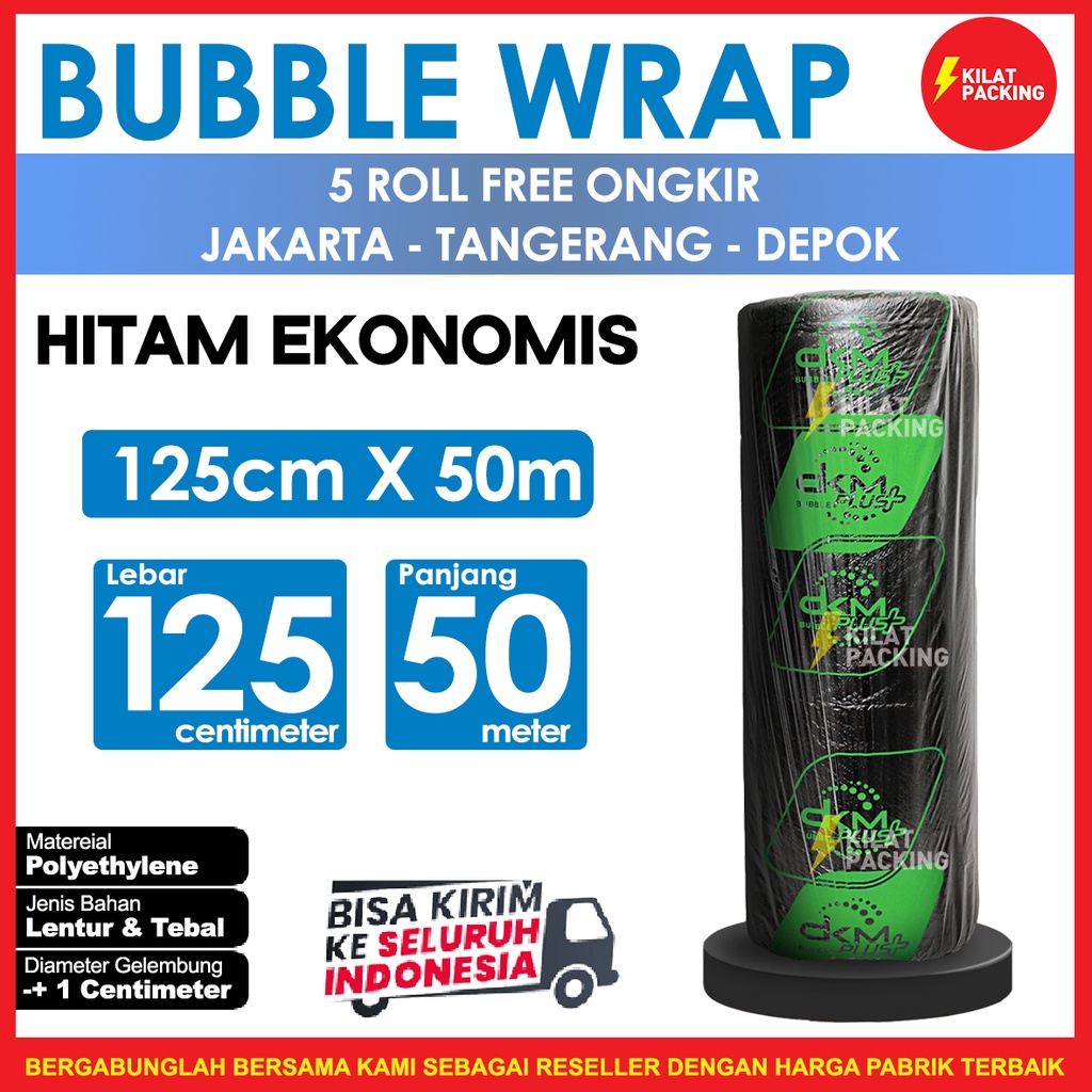 

PLASTIK BUBBLE WRAP HITAM EKONOMIS 125CM X 50M / BUBBLE WRAP DKM PLUS