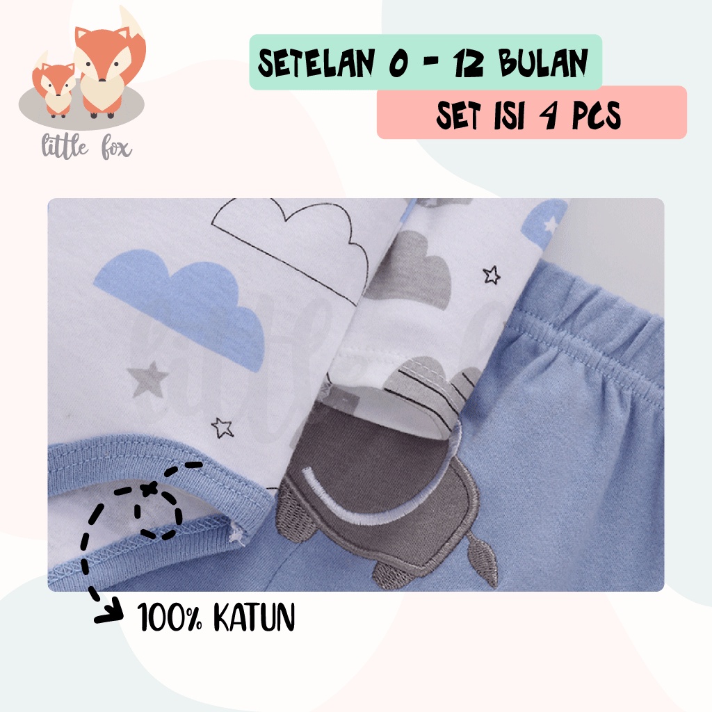 [ IMPORT ] SETELAN BABY ISI 4 PCS BAJU CELANA KAOS KAKI BIB NEWBORN