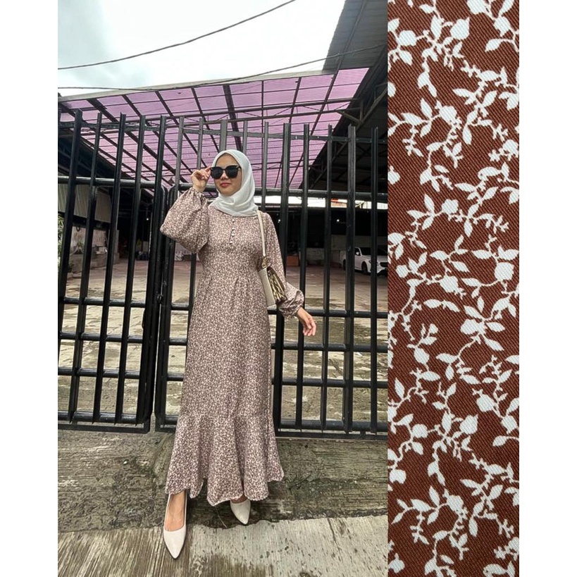 Tq88indonesia Fashion Dress panjang BUSUI Motif Bunga Kekinian / ZALICA SHAKILA FISHTAIL MAXI DRESS / Ootd / Outfit