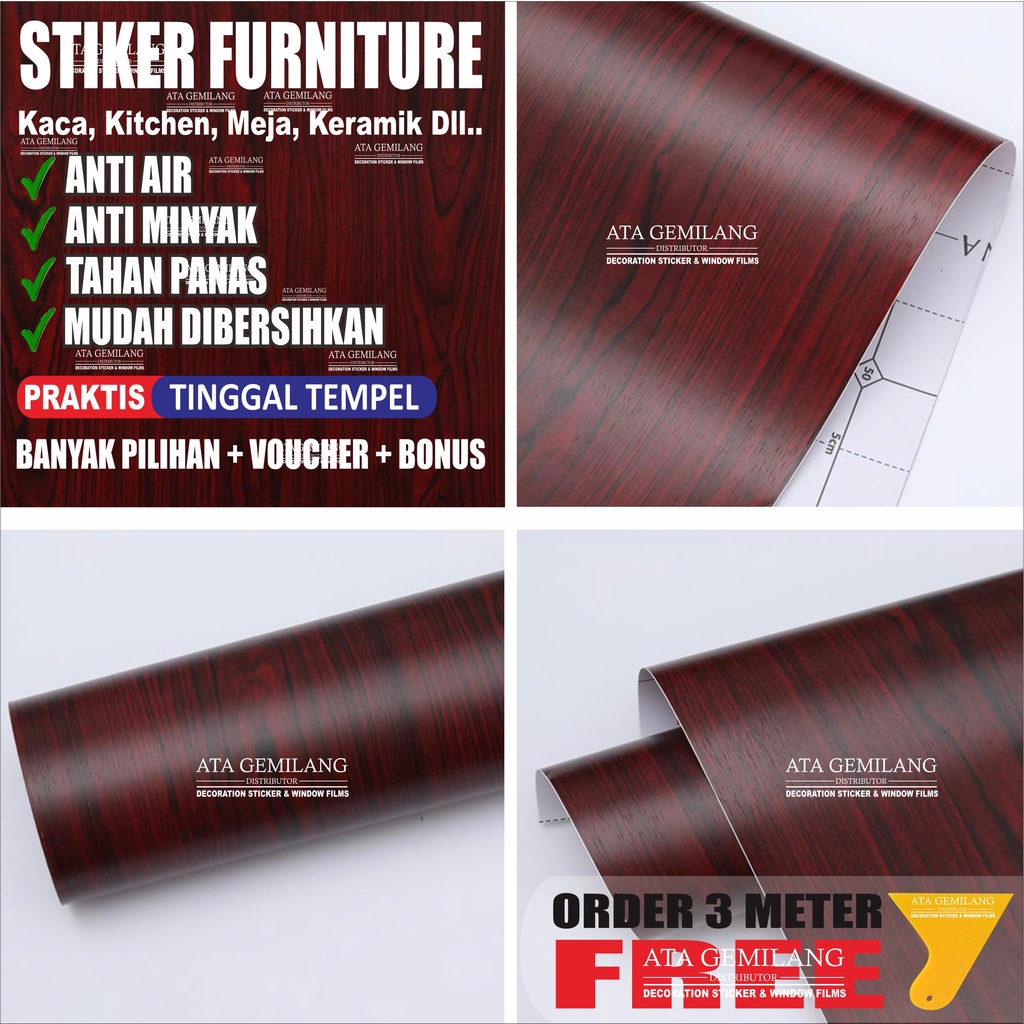 Wallpaper Motif Kayu Stiker Pintu Stiker Meja Stiker Kayu Wallpaper Lemari Lebar 122Cm/Stiker Dindin