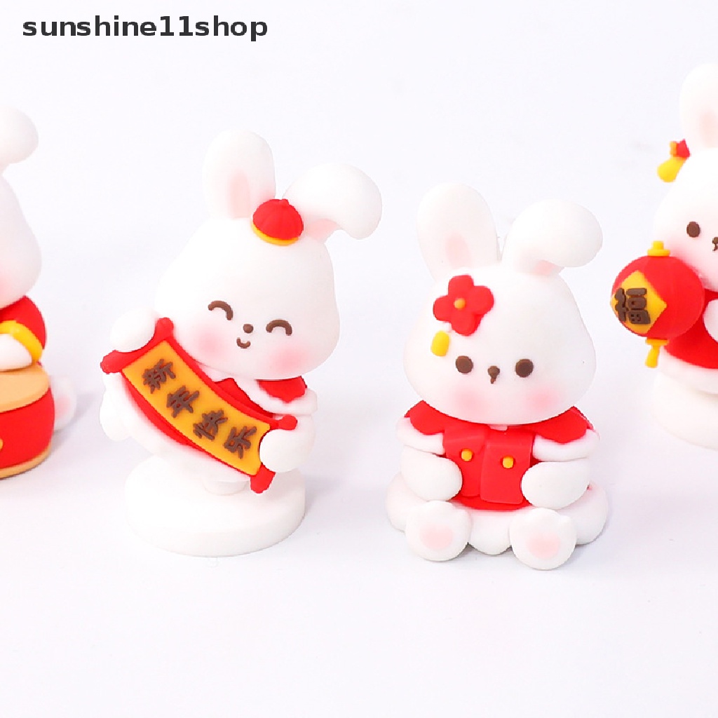 Sho Hiasan Kue Imlek Baking Cake Kelinci Tahun Boneka Ornamen Drum Lentera Topper Kue Tahun Baru Meriah Insert N