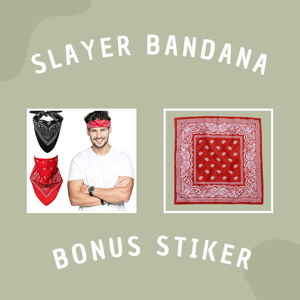 Slayer Bandana Scarf Pria Motif Paislay Merah