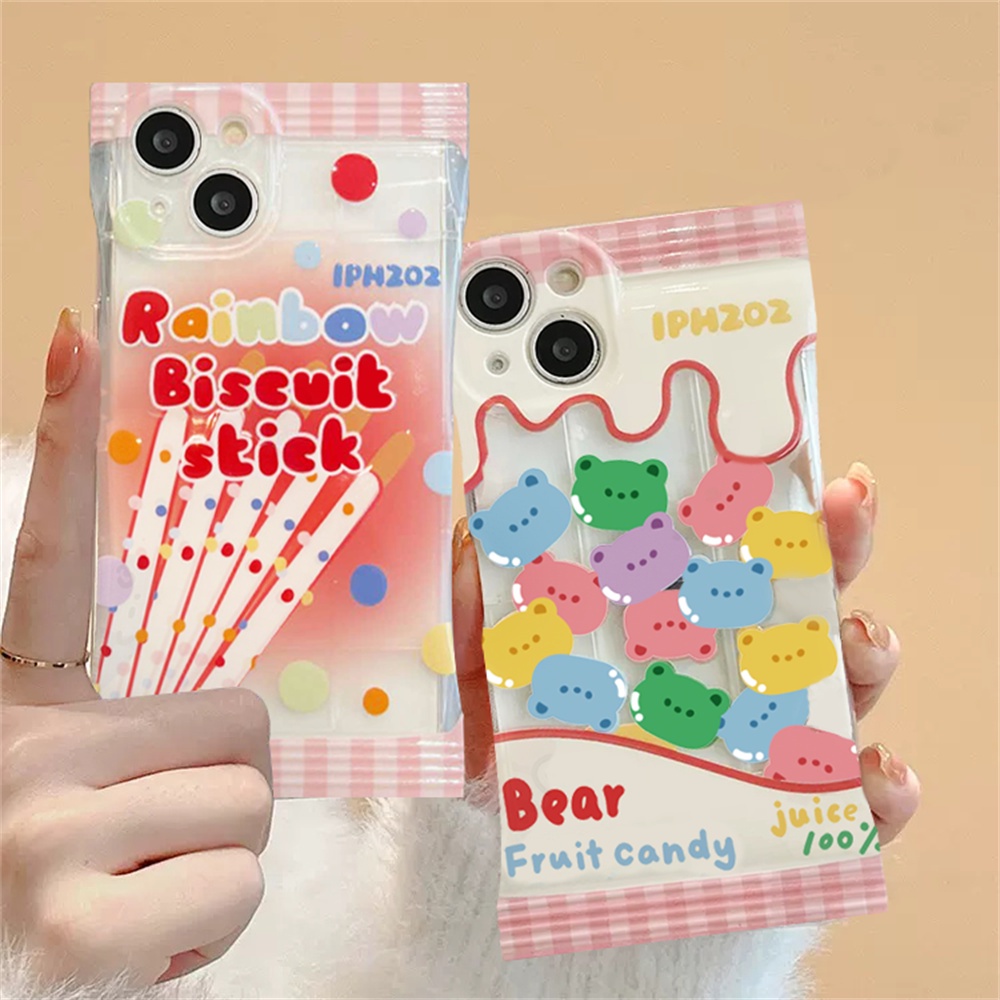 IPHONE Case Kompatibel Untuk Iphone14 14Pro 11 13 12 Pro MAX iPhone7 8plus 6s Plus XR 14Plus XS MAX Gummy bears Dan Pretz stick biscuit TPU Soft Phone Cover DGX