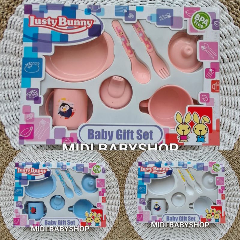 Feeding set 7in1 baby Lusty Bunny / Tempat makan bayi 7in1 Lusty Bunny