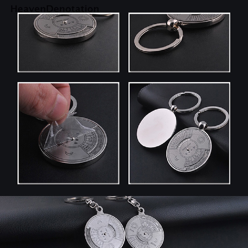 [HeavenDenotation] 50tahun Kalender Abadi Keyring Keychain Logam Peringatan Kerajinan Tangan Zinc Alloy Key Chain Ring Tools Dekorasi HDV