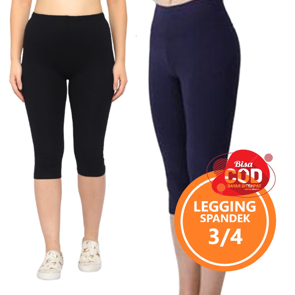 SALE ... Legging 3/4 Premium - Leging Pendek 3/4 Bawah Lutut Bahan Spandek