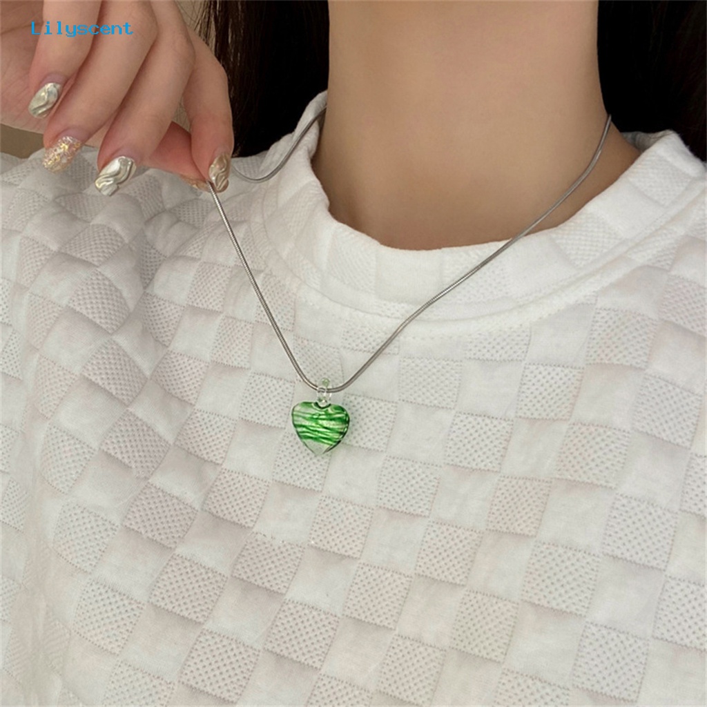 [LS] Rantai Klavikula Temperamen Zebra-Stripe Berwarna Glasir Geometris Electroplating Hias Hadiah Liontin Hati Wanita Choker Perhiasan Aesthetic Untuk Perjamuan