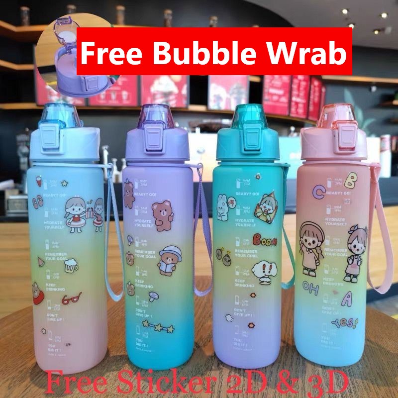 Jual Botol Viral 1 Liter Botol Minum Rainbow Korea Botol Minum Gradasi Motivasi Botol Pelangi 8346