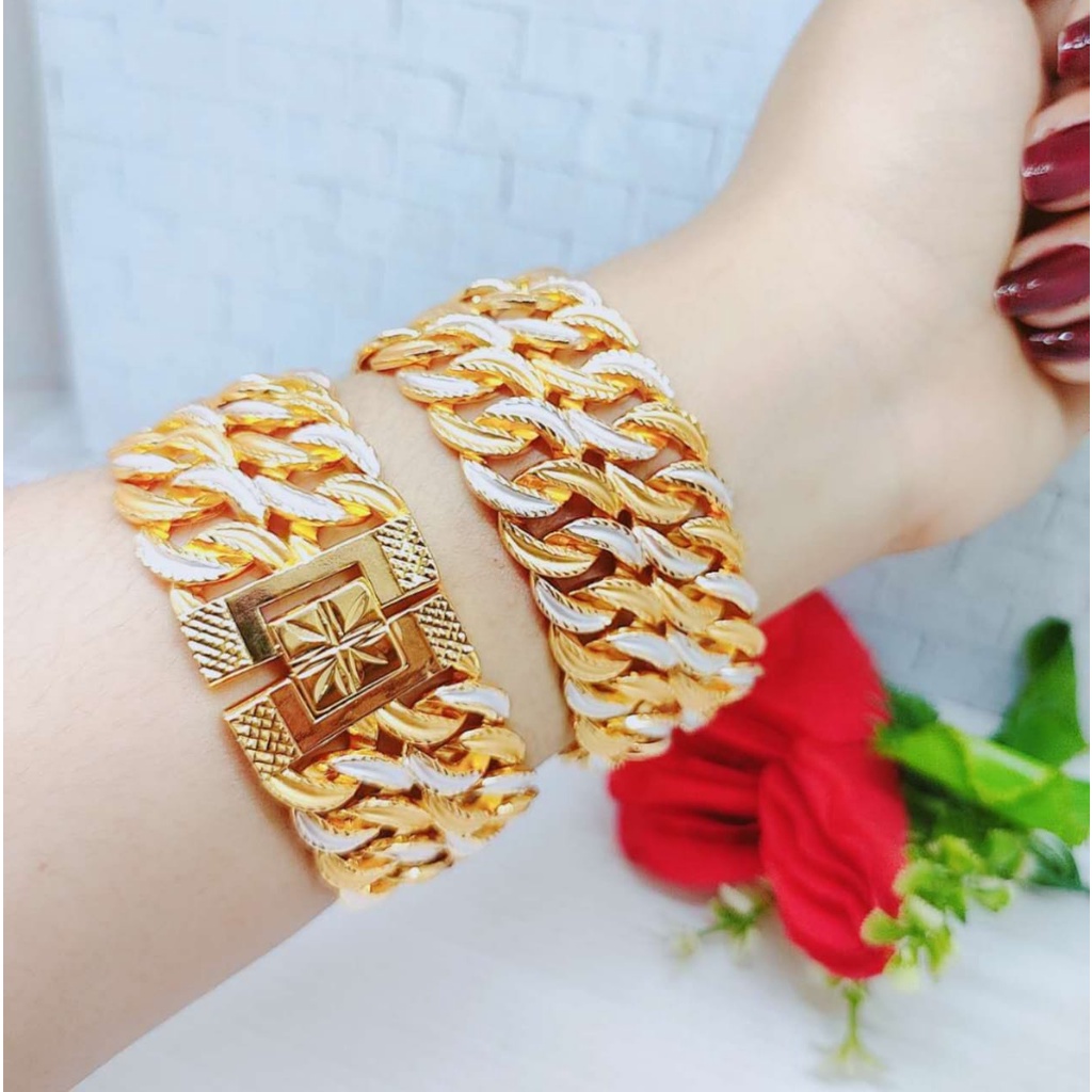 Gelang Xuping Sisik Naga Kombinasi 2 Baris Perhiasan Fashion Wanita S01