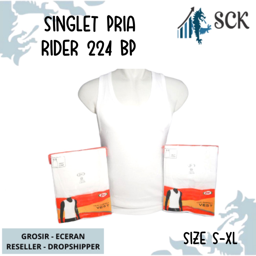 Kaos Dalam Pria RIDER 224 Polos PUTIH Krah V / Oblong  T-Shirt Lifestyle R224 BP / Pakaian Dalam Cowok - sckmenwear GROSIR