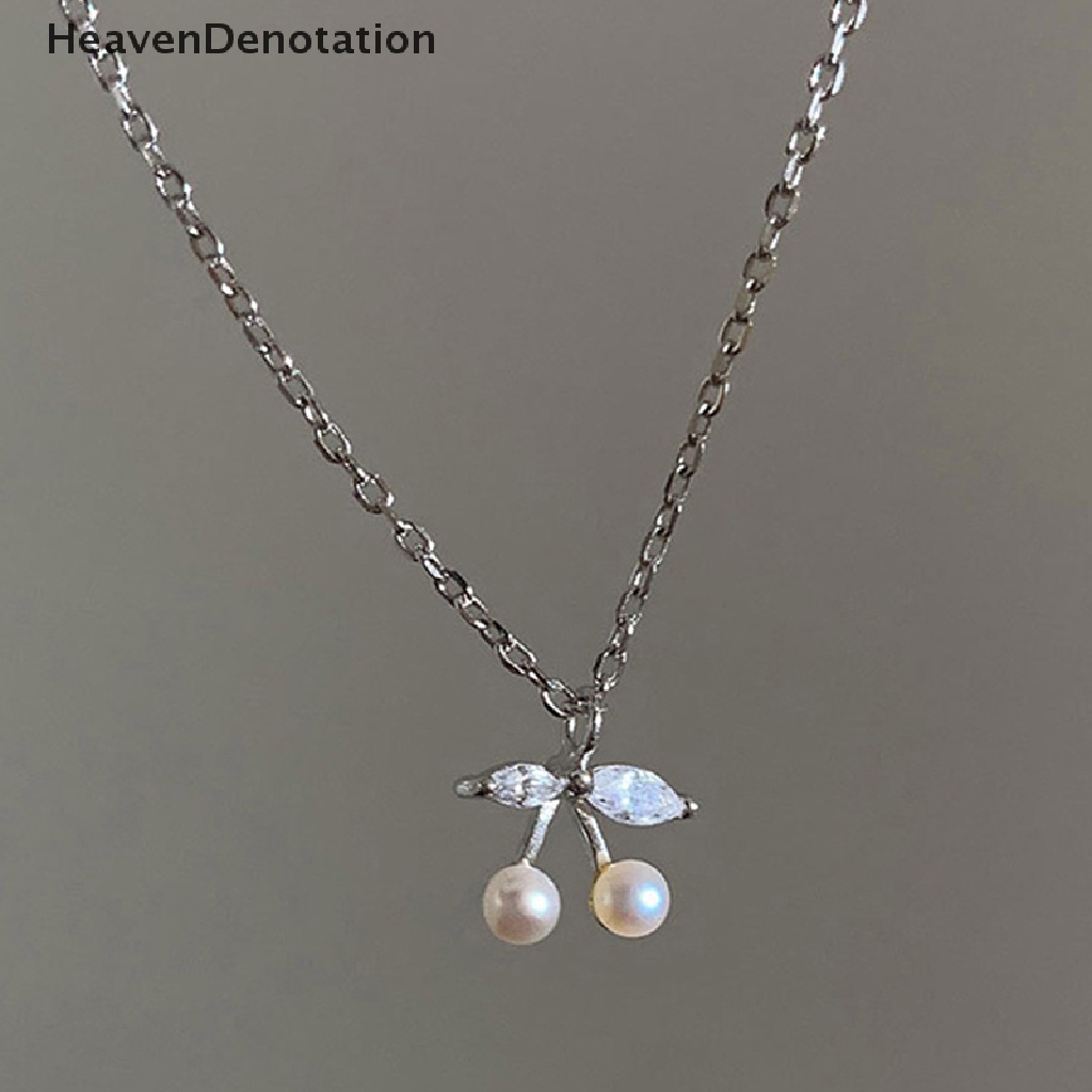 [HeavenDenotation] Kalung Mutiara Imitasi Minimalis Cherry Liontin Klavikula Rantai Chokers Kalung Untuk Wanita Indah Kalung Halus Pernikahan Fashion Leher Perhiasan HDV