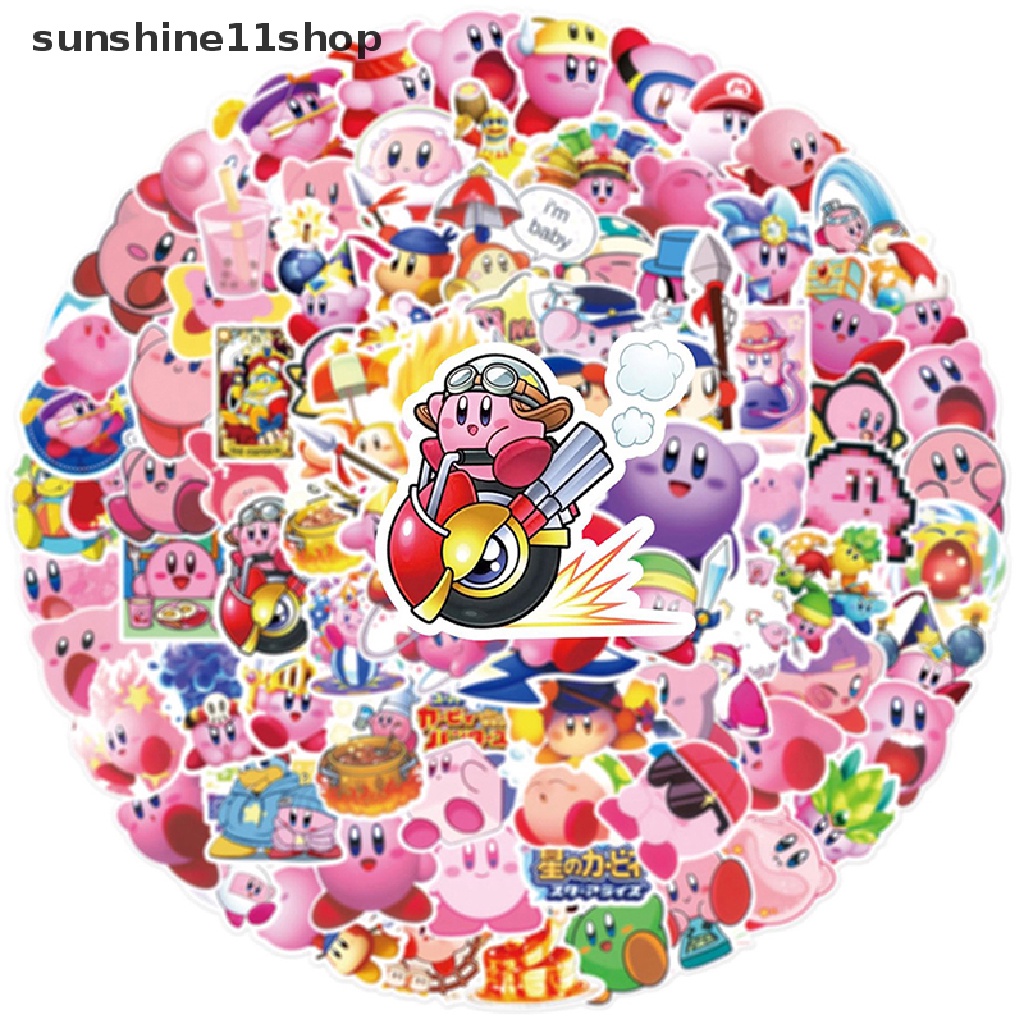 Sho 100Pcs Kartun Kirby Stiker Laptop Gitar Skateboard Tahan Air Decals N