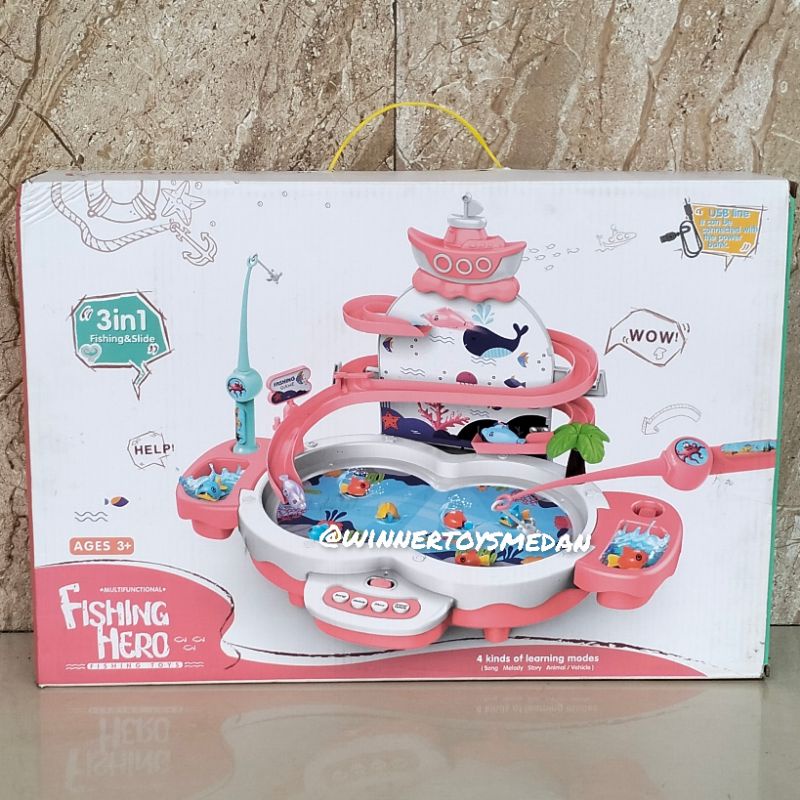 Mainan Fishing Hero 3in1 Fishing and Slide / Mainan Pancing Ikan Baterai