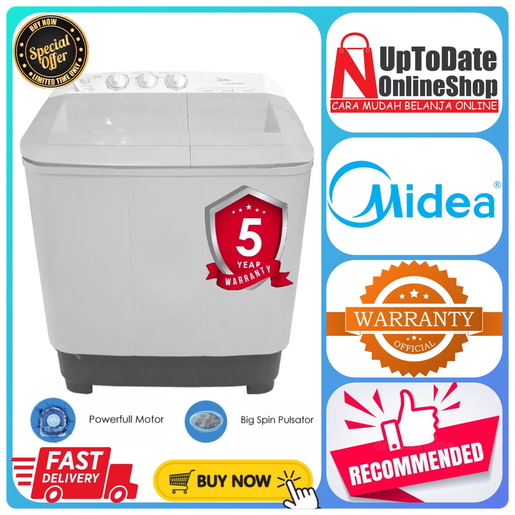 MESIN CUCI 2 TABUNG MIDEA MTD-79NTG MTD79 6KG BIG SPIN PULSATOR MIDEA TWIN TUB
