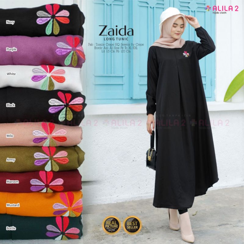 ZAIDA LONG TUNIC ORI ALILA | Tosalie Crepe HQ Sejenis Ity Crepe