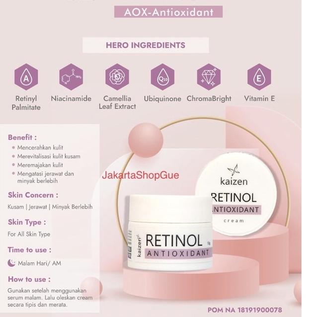 ❈ RETINOL ANTIOXIDANT RETINOL AOX ANTI OXIDANT Kaizen Cream Malam Pencerah & Antiaging / Retinol Ant