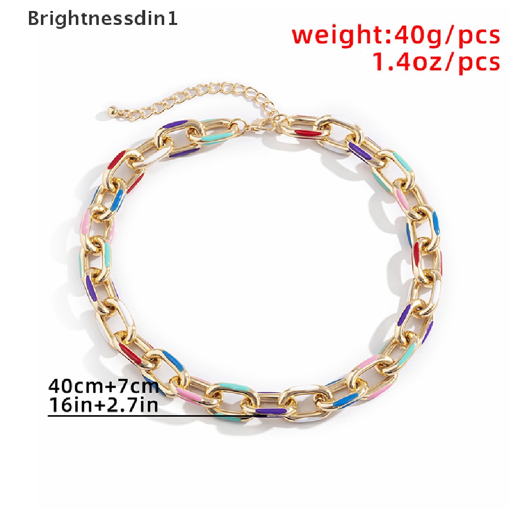 [Brightnessdin1] Fashion Sexy Rantai Chokers Besar Multicolor Kuba Rantai Liontin Kalung Menawan Wanita Perhiasan Butik