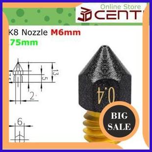 perkakas Nozzle PTFE Teflon Coated MK8 V6 M6 0.2mm 0.3mm 0.4mm 0.5mm 0.6mm 1.75 1F3BZ3