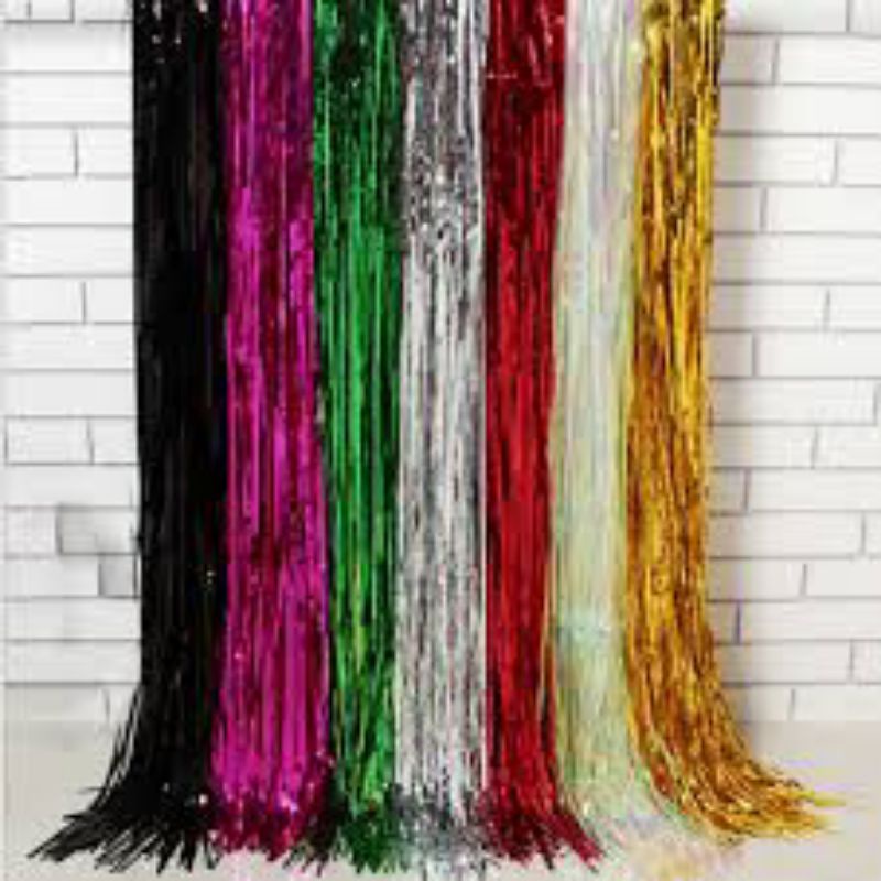 Tirai Dinding Foil Dekorasi Latar Rumbai Tirai Backdrop