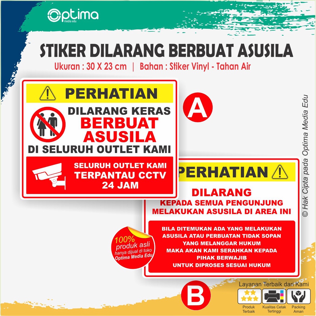 

Stiker Peringatan Dilarang Berbuat Asusila