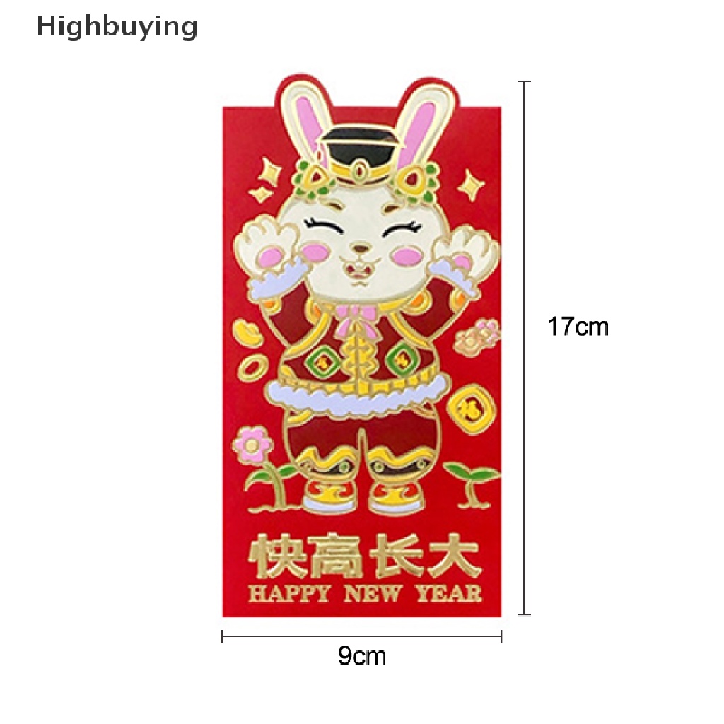 Hbid 6pcs Festival Tahun Kelinci Cina Hongbao Bronzing Amplop Merah Kartun Anak Hadiah Uang Packing Tas Uang Keberuntungan Packing Bag Glory
