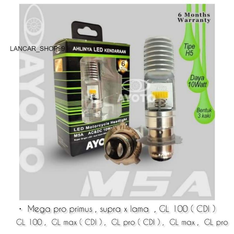 LAMPU LED DEPAN AYOTOM5A UNTUK MOTOR MEGA PRO SUPRA LAMA TIGER LAMA