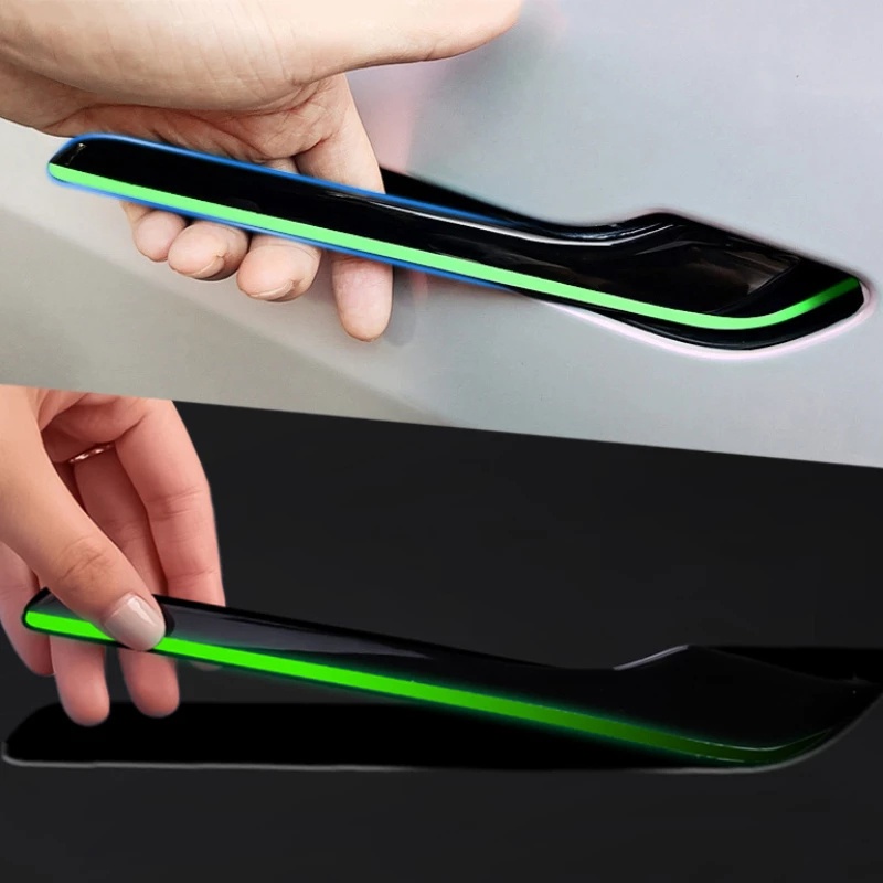 4 Pcs / set Model 3 Y Luminous Door Handle Fluorescent Door Handle Sticker External Accessories Night Light Door Handle Protector Luminous Car Sticker
