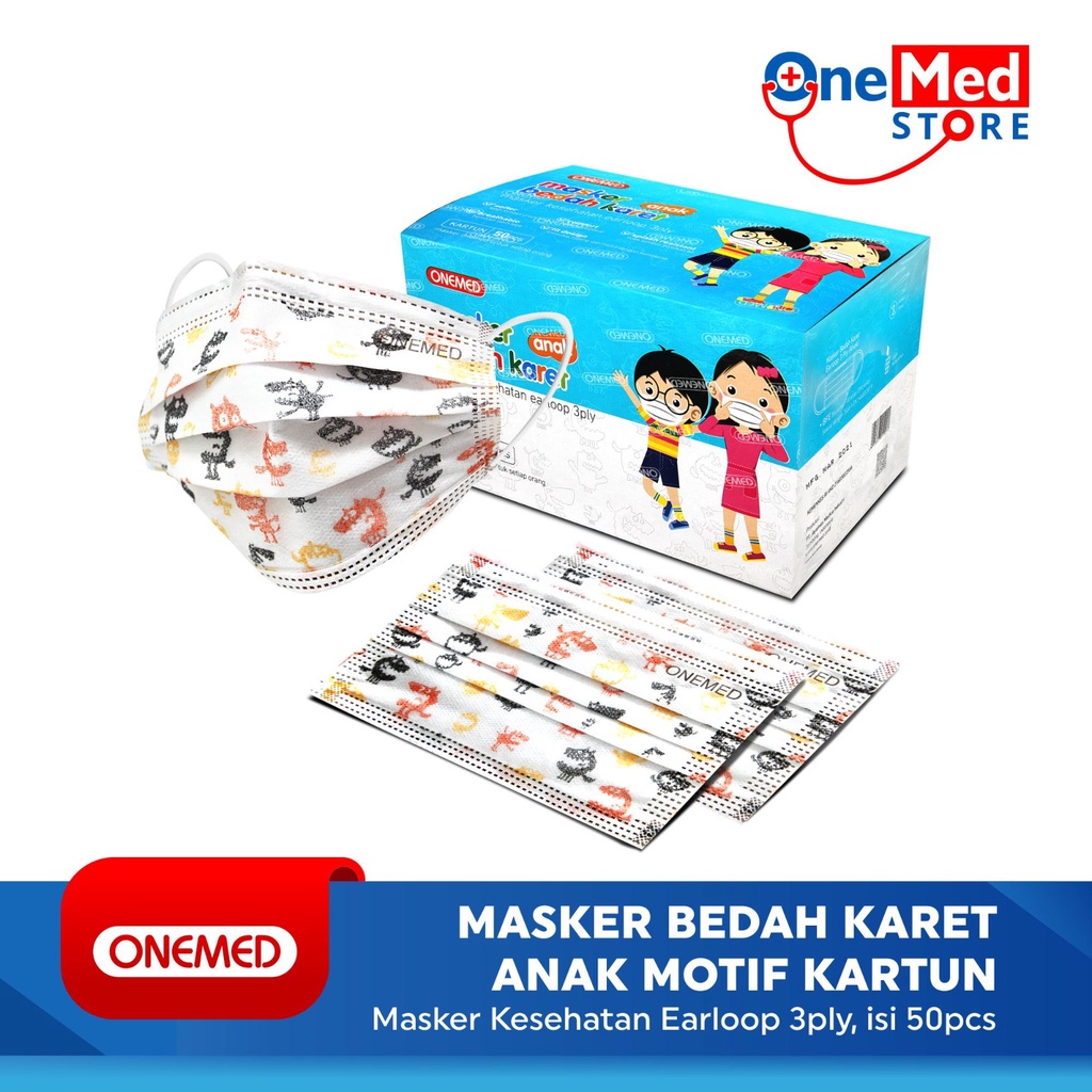 OneMed Masker Medis Karet Anak Box Isi 50Pcs OJ