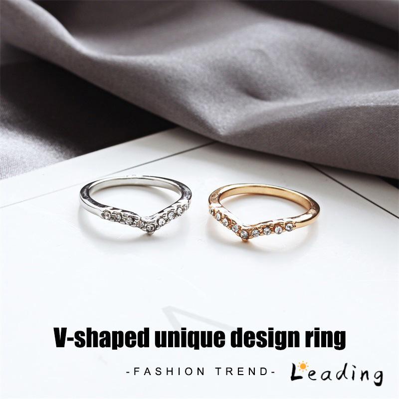 Cincin Model Simple Cincin V Shape Ring Fashion Gaya Korea Simple-Le