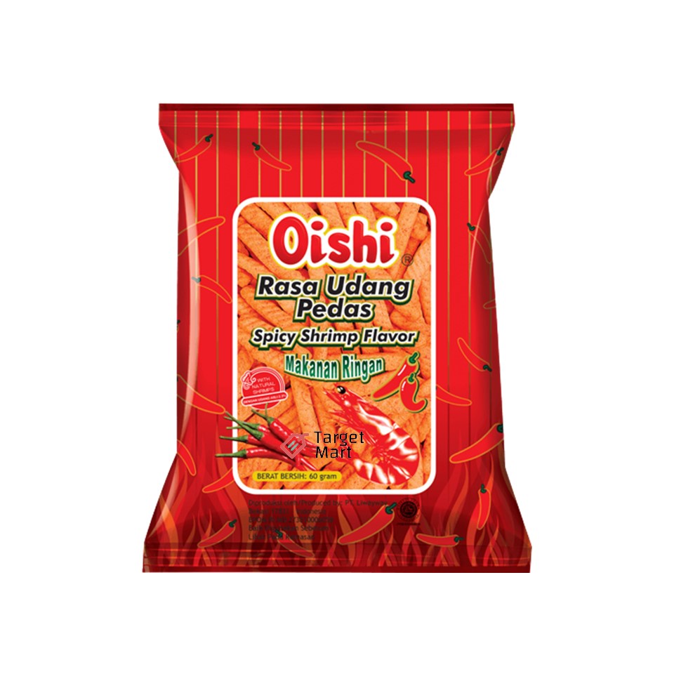 

Oishi Rasa Udang Pedas Makanan Ringan Stik dengan Udang Asli