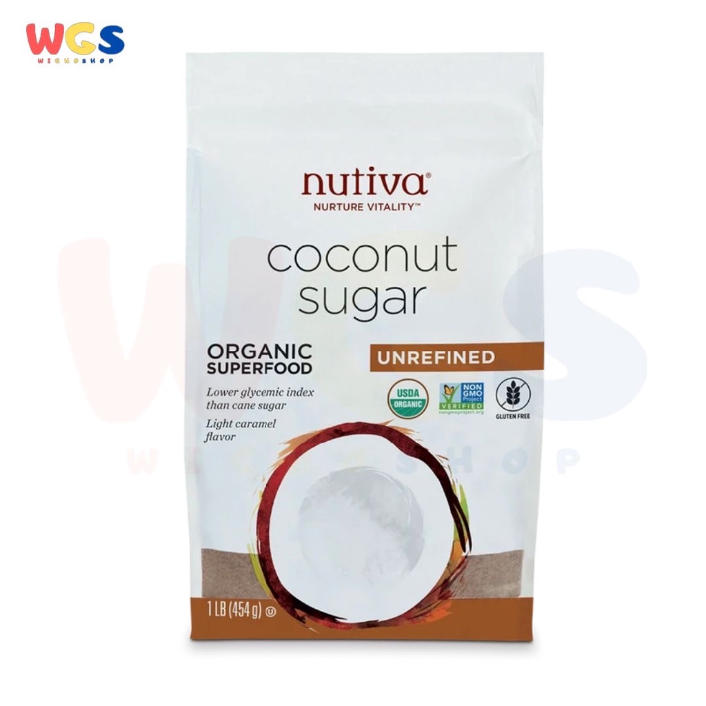 Nutiva Organic Coconut Sugar Superfood Unrefined Non GMO 1 lb 454g