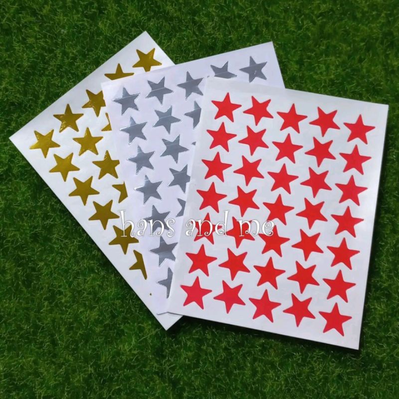 

Sticker Stiker Bintang Emas Silver Merah