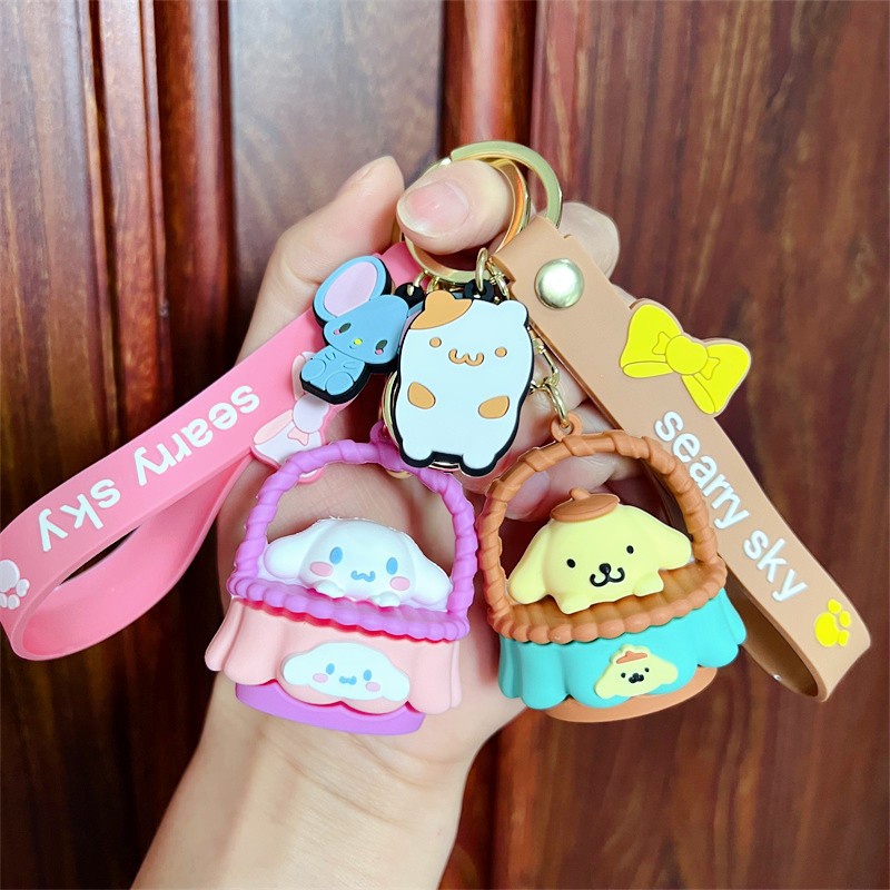 Cute Cartoon MY Melody Hello Kitty Kuromi Mikyo Keychain Pendant with Lanyard Xmas Gifts