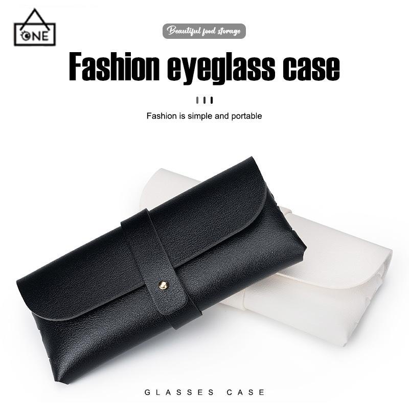 COD❤️Tempat Kotak Kacamata Box Case Tas Bahan Kulit Penutupan Tombol PVC Tanpa Bau Kotak Kaca mata Hitam Aksesoris