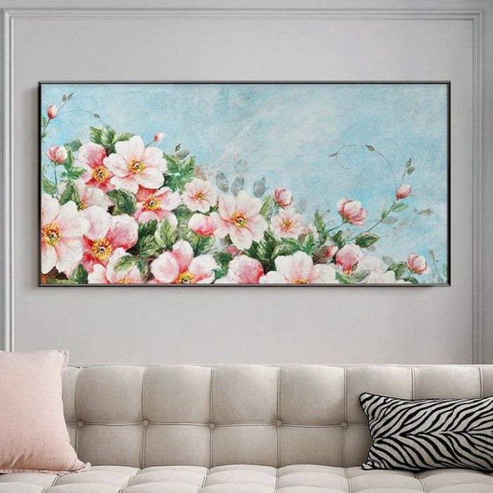 Lukisan dinding kanvas bunga pink modern simple lukisan dinding kanvas minimalis modern dekorasi rum