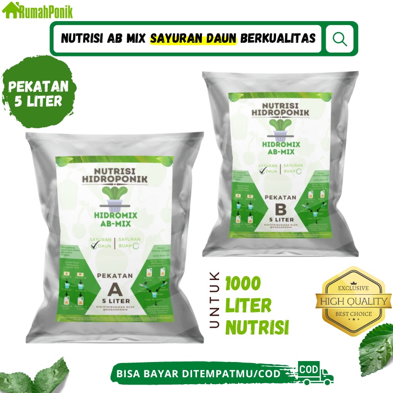 Pupuk Nutrisi Ab Mix Sayuran Daun 5 Liter Hidroponik Ab Mix