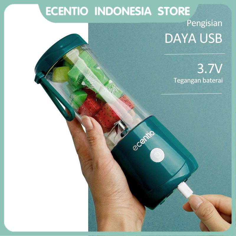 ecentio 380ml 6 Mata Pisau Portable Blender USB Juicer Blender（Bisa menghancurkan Es batu）Blander