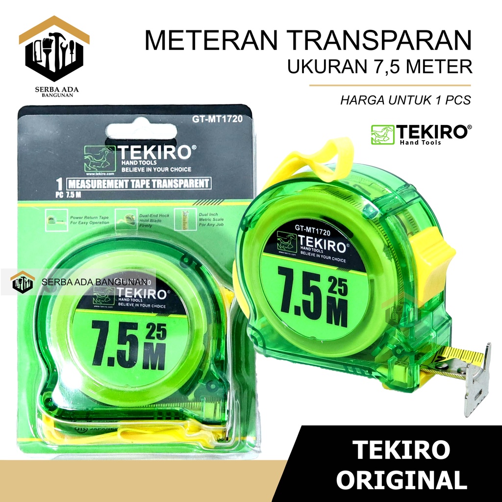 TEKIRO - METERAN TRANSPARAN UKURAN 3 &amp;5 &amp;7.5&amp;10 METER / MSEASUREMENT TAPE METERAN TEKIRO