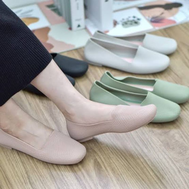 36-41 SEPATU KERJA CASUAL KARET JELLY FLATSHOES KARET JELLY SEPATU BALET KARET